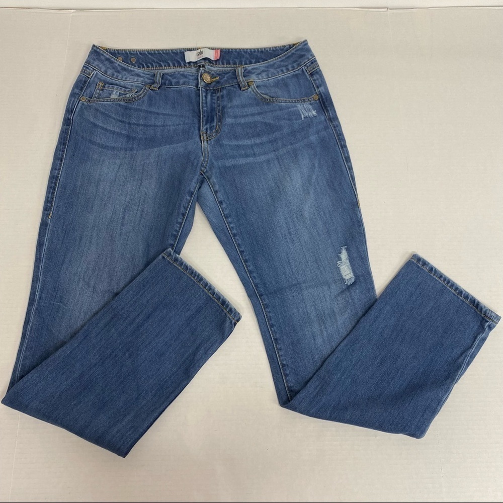 Cabi Slim Distressed Medium Wash Boyfriend Jeans size 6